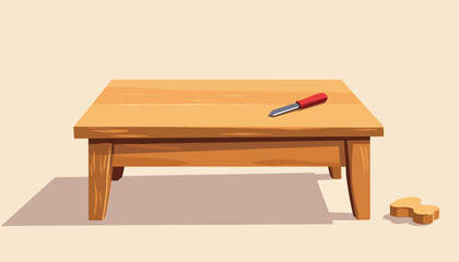 Custom wooden coffee table in minimalist design, artistic craftsmanship