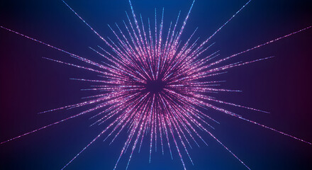Fototapeta premium Cosmic Burst Radiating Energy Lines Against a Deep Blue Gradient Backdrop