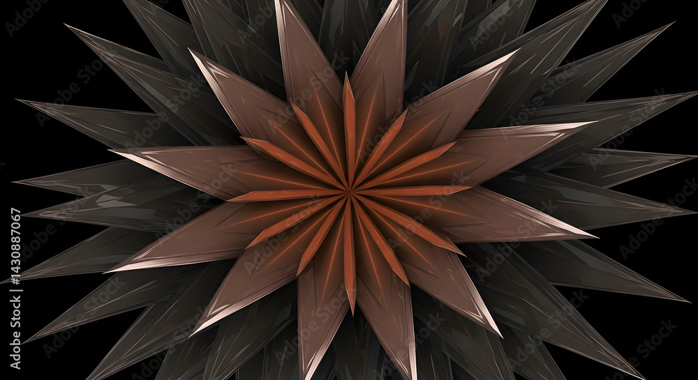 Poster dark spiked shape emerging from the darkness abstract 3d rendering