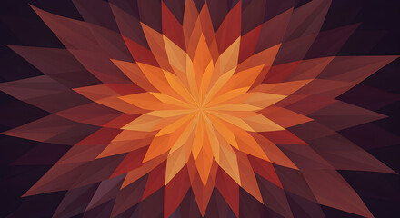 Abstract Geometric Flower Burst With Warm Tones For Modern Backgrounds