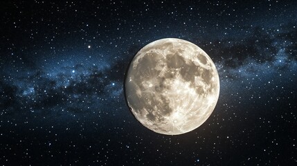 Fototapeta premium Full moon bathed in starlight and cosmic dust.