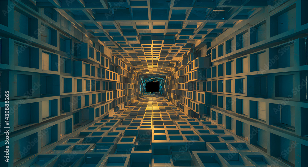 Aufkleber infinite dimensionality immersive tunnel of conceptual structures with digital resonance