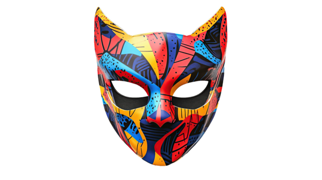 Colorful superhero masks, masquerade and mystery, isolated on transparent background. PNG - Powered by Adobe