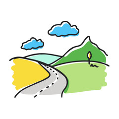 road through landscape icon, road through landscape vector illustration-simple illustration of road through landscape, perfect for road through landscape logos and icons