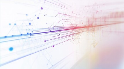 Abstract Technology Background with Lines and Dots in Soft Colors