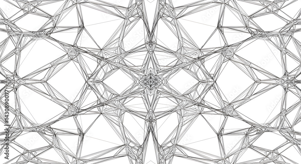 Poster symmetrical geometric weave pattern with connection lines on white background