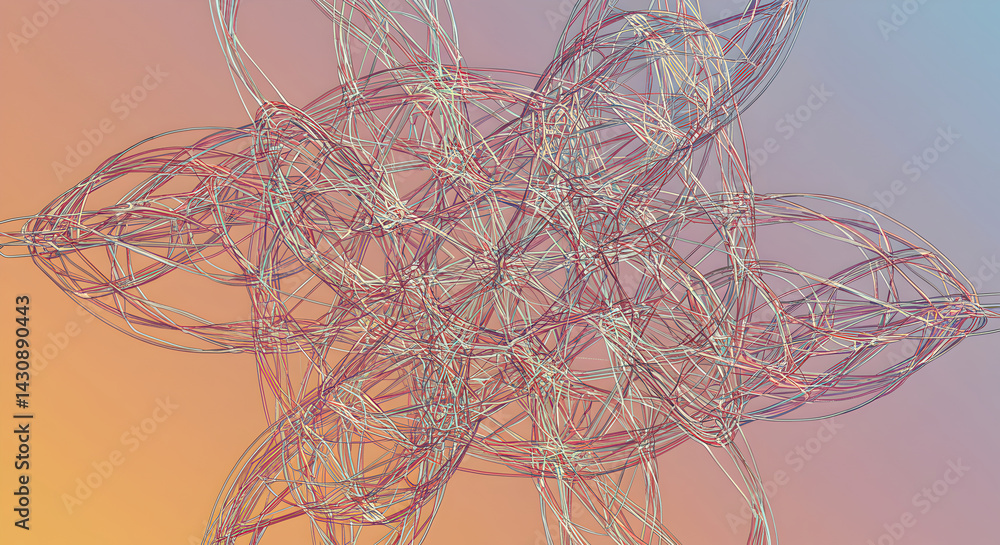 Poster intertwined filament strands forming a complex molecular structure