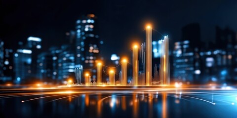 Illuminated Cityscape with Dynamic Growth Charts