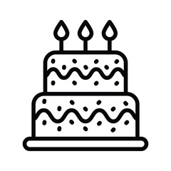 Download this latest outline icon of cake with burning candles