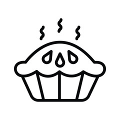 A handy line icon showing hot pie serving