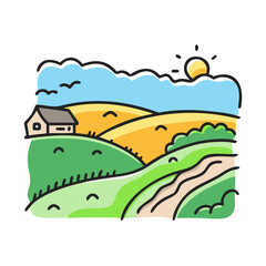 rural landscape icon, rural landscape vector illustration-simple illustration of rural landscape, perfect for rural landscape logos and icons