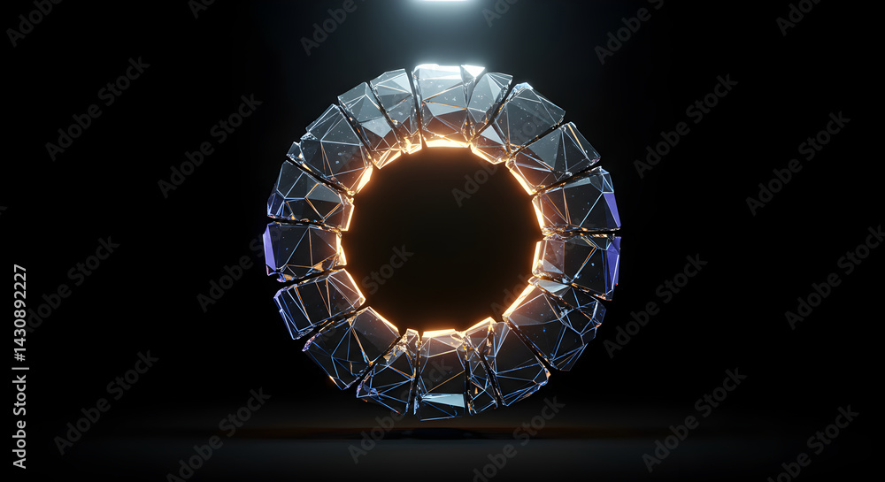 Aufkleber futuristic circular gateway glowing abstract element isolated on dark background