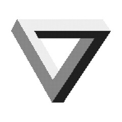 Vector single half tone impossible triangle icon isolated on white background.