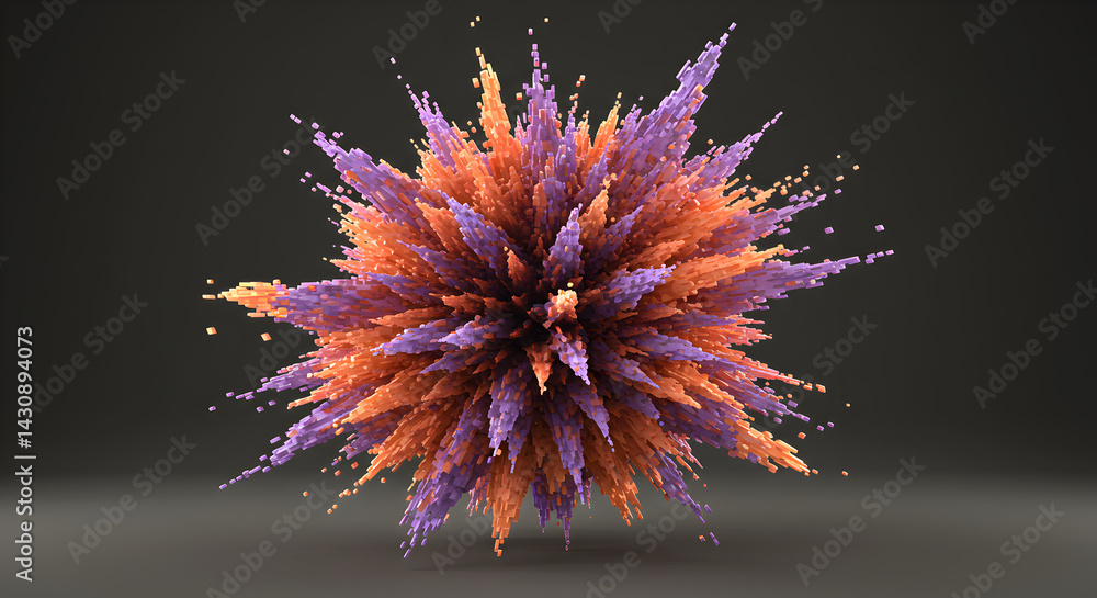 Poster abstract burst of colorful pixels with high impact and visual appeal