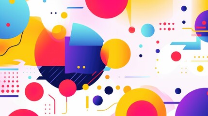 Obraz premium abstract background with colorful stripes and dots, a pink, yellow and blue color palette, a flat design style