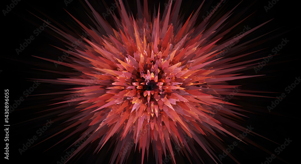 Poster dynamic red explosion background on black canvas for creative projects