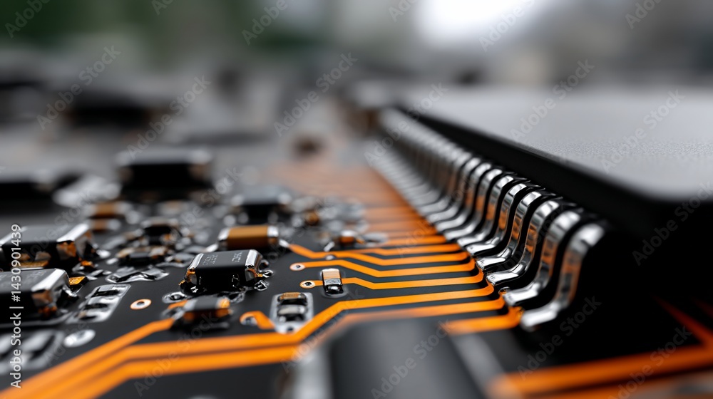 Poster close-up of circuit board with intricate components