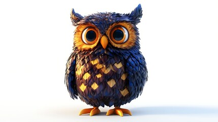 Fototapeta premium Vibrant colorful owl design stunning 3D render eye catching artwork image