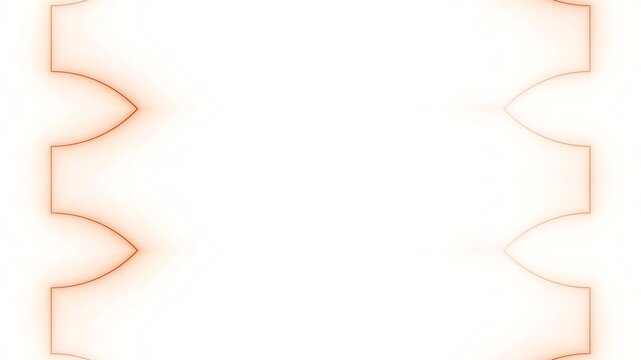 Square with puzzy notches, vertical frame with moving neon light effect, orange frame. Long moving luminous lines. Blank white space for your own content in the middle.