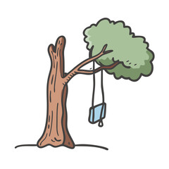 swing on tree icon, swing on tree vector illustration-simple illustration of swing on tree, perfect for swing on tree logos and icons