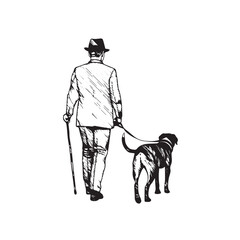 Man With Dog Silhouette - Minimal Dog Line Art - man with dog silhouette - man with dog vector - man with dog doodle - dog illustration - man with dog line art


