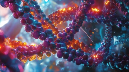 Fototapeta premium Colorful Abstract Representation of DNA Structure with Glowing Effects