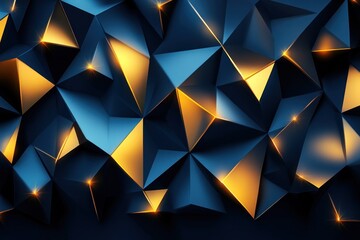 Abstract Gold and Blue Geometric Polygonal Pattern