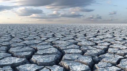 Vast, Cracked Earth Under a Cloudy Sky: Arid Landscape