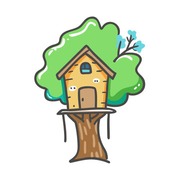 recommend clip art: treehouse icon, treehouse vector illustration-simple illustration of treehouse, perfect for treehouse logos and icons