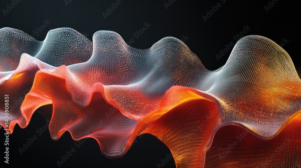 Poster abstract wave pattern with colorful fluid motion on black background