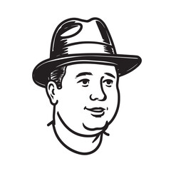 Man With Hat Silhouette - Modern Line Drawing - man with hat silhouette - man with hat vector - man with hat doodle - hat illustration - man with hat line art

