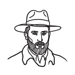 Man With Hat Silhouette - Minimalist Clean Vector - man with hat silhouette - man with hat vector - man with hat doodle - hat illustration - man with hat line art

