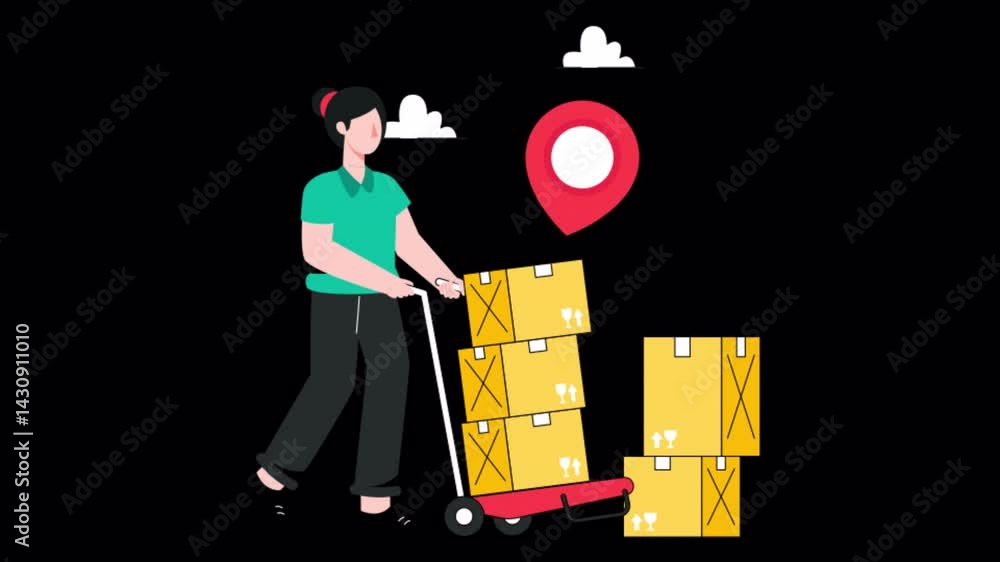 Poster cargo trolley motion graphic rendering with transparent alpha channel and 4k resolution