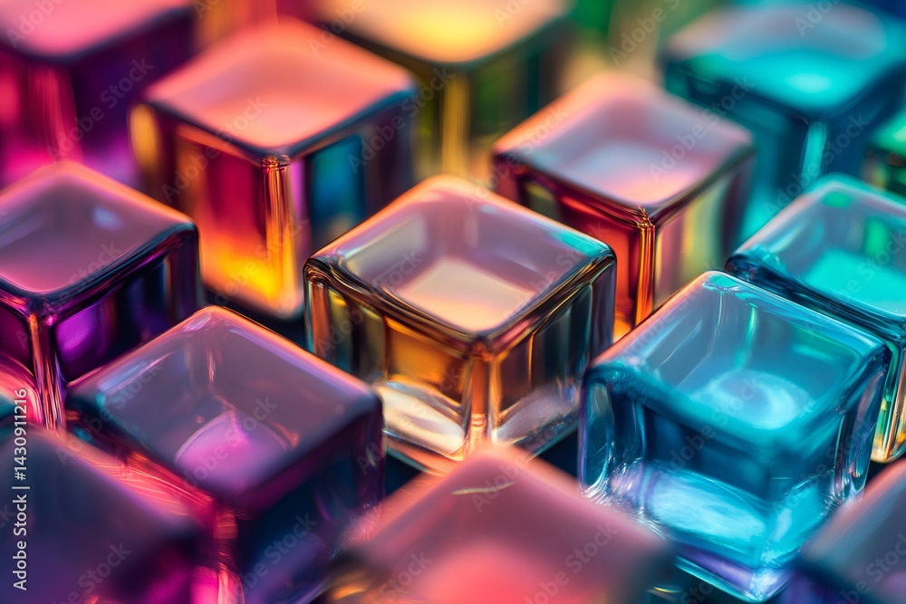 Aufkleber abstract colorful background made of shiny glass cubes reflecting light