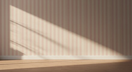 Room with Striped Wallpaper and Sunlight