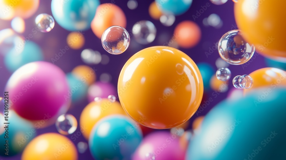 Aufkleber bunch of colorful spheres floating in the air. the spheres are of different colors and sizes, creati