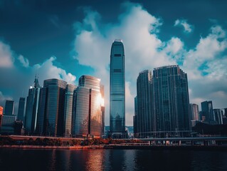 Naklejka premium Urban Skyline Modern City Buildings Photography