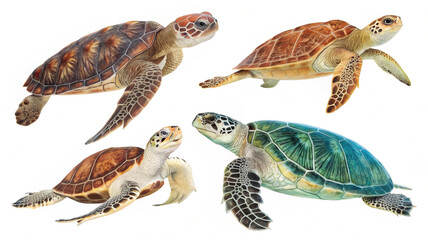 Beautiful Turtle Photos with White Background