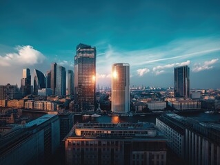 Fototapeta premium Urban Skyline Modern City Buildings Photography