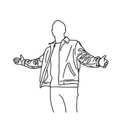 Man In Jacket Silhouette - Simple Digital Line Art - man jacket silhouette - man jacket vector - man jacket doodle - jacket illustration - man jacket line art

