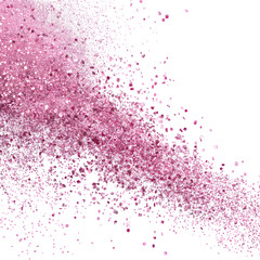 Pink glitter scattered flying isolated on white, background and texture, clipping --v 7.0