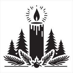Christmas Candle silhouette vector illustration