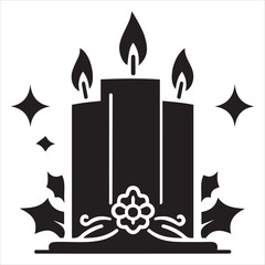 Christmas Candle silhouette vector illustration