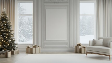 Elegant Winter Room with Christmas Tree