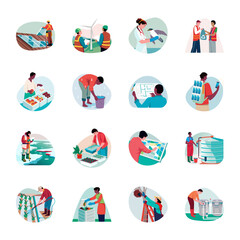 Fototapeta premium Collection of Flat Style Environment Illustrations