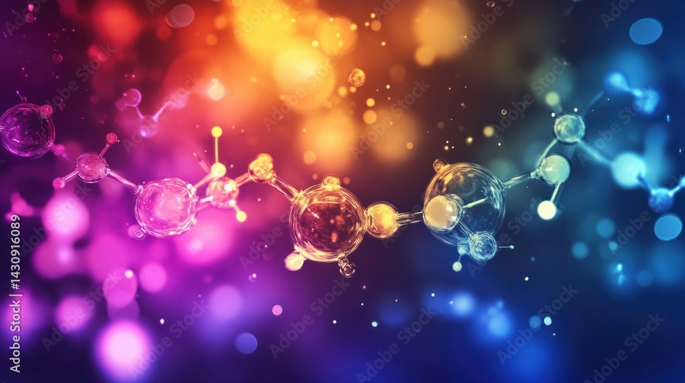 Poster colorful abstract molecular structure on a gradient background