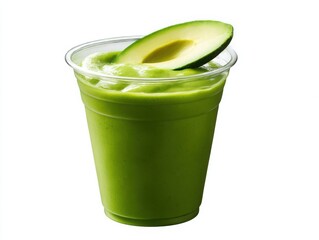 Avocado smoothie in cup isolated on white background