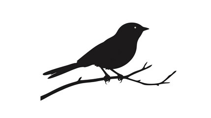 Obraz premium Silhouette of a bird perched on a branch isolated on transparent background. PNG