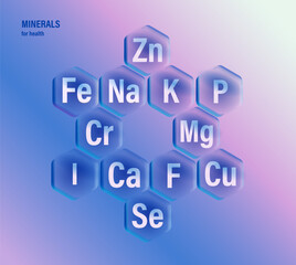 Set of microelements (minerals) useful for human health