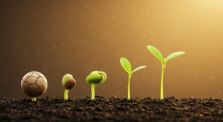 Bean Seed Germination Process Showing Growth Stages